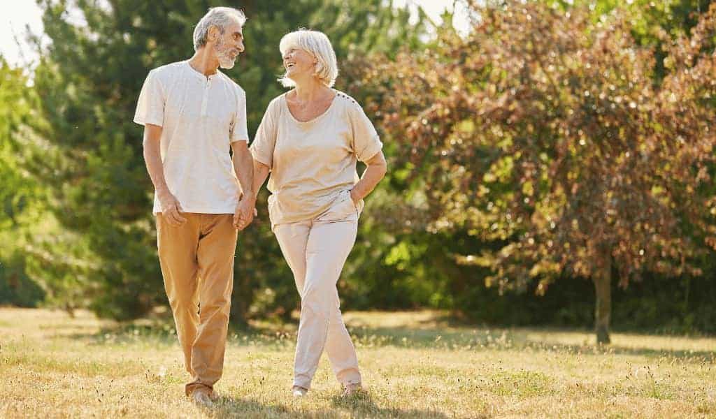Happy couples on a stroll